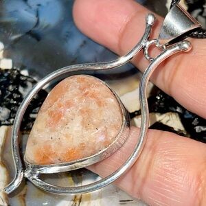 “Leadership Stone” Peach Sunstone Pendant 2 1/2”